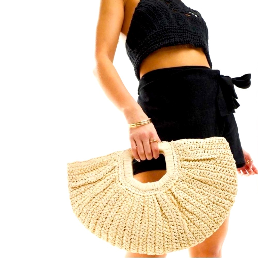 Ramla Half Moon Woven Crochet Bag - Picture 2 of 5